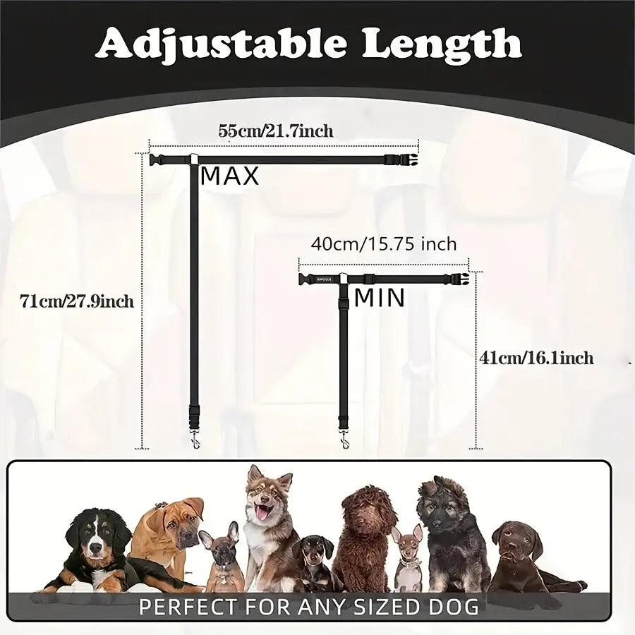 Pawzseek Adjustable Dog Car Seat Belt Harness - Durable and User-Friendly Pet Safety Accessory for Vehicle Travel
