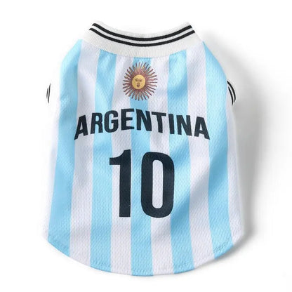 Pet Dog Jersey Costume, Summer Cooling Mesh Fabric, Soccer Sportswear Team Jersey, Lightweight Football Casual Clothes for Dogs,